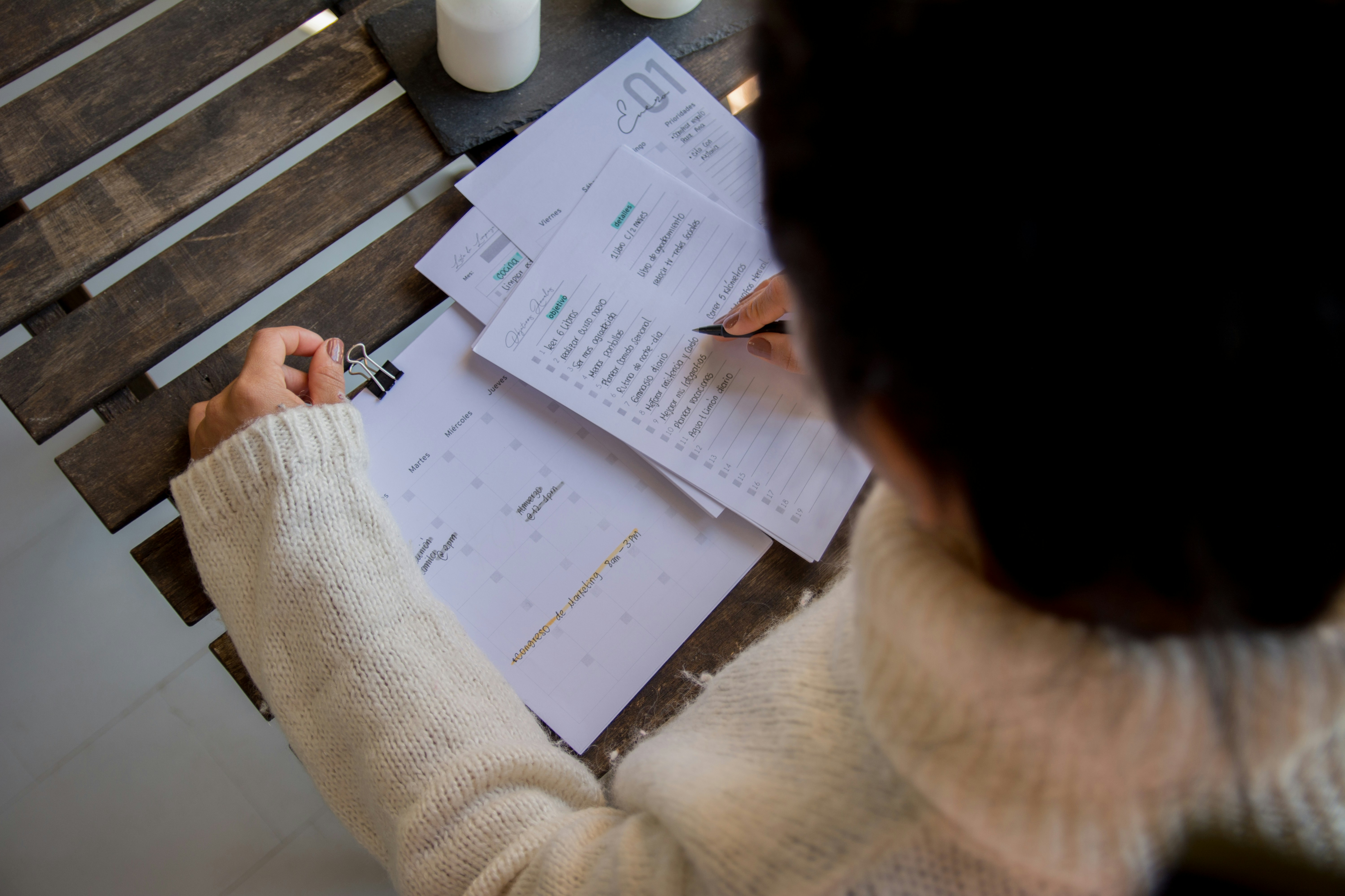 Woman reviewing a checklist